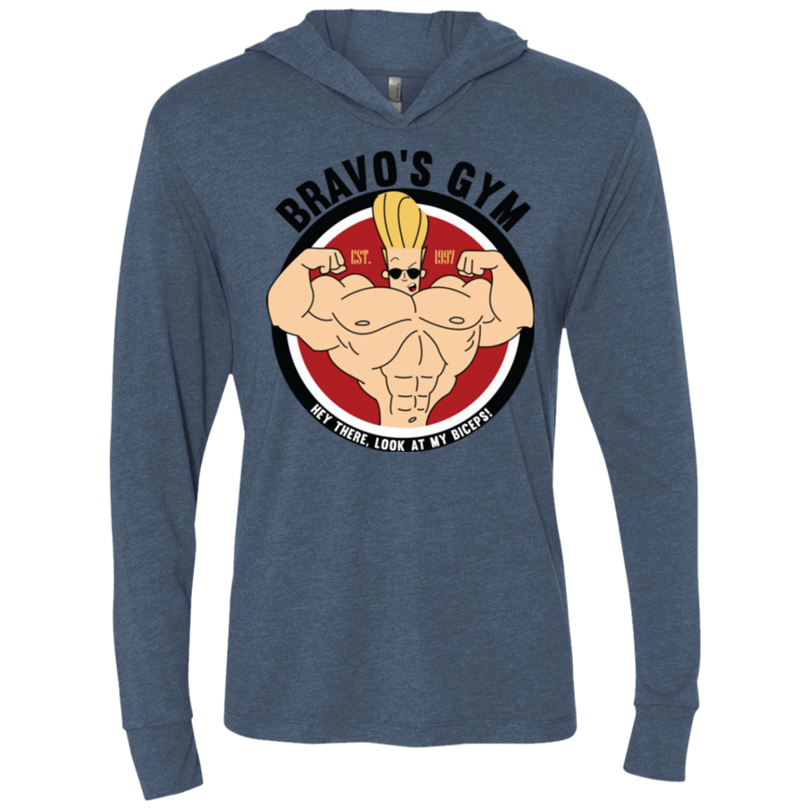 T-Shirts Indigo / X-Small Bravo's Gym Triblend Long Sleeve Hoodie Tee