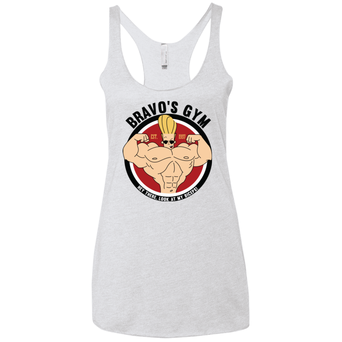 T-Shirts Heather White / X-Small Bravo's Gym Women's Triblend Racerback Tank