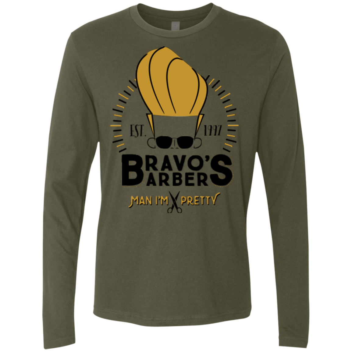 T-Shirts Military Green / Small Bravos Barbers Men's Premium Long Sleeve