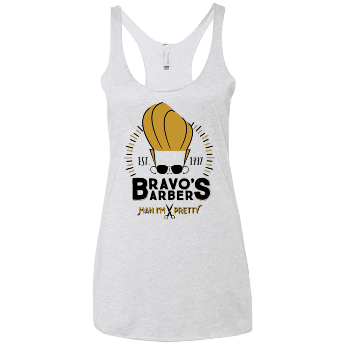 T-Shirts Heather White / X-Small Bravos Barbers Women's Triblend Racerback Tank