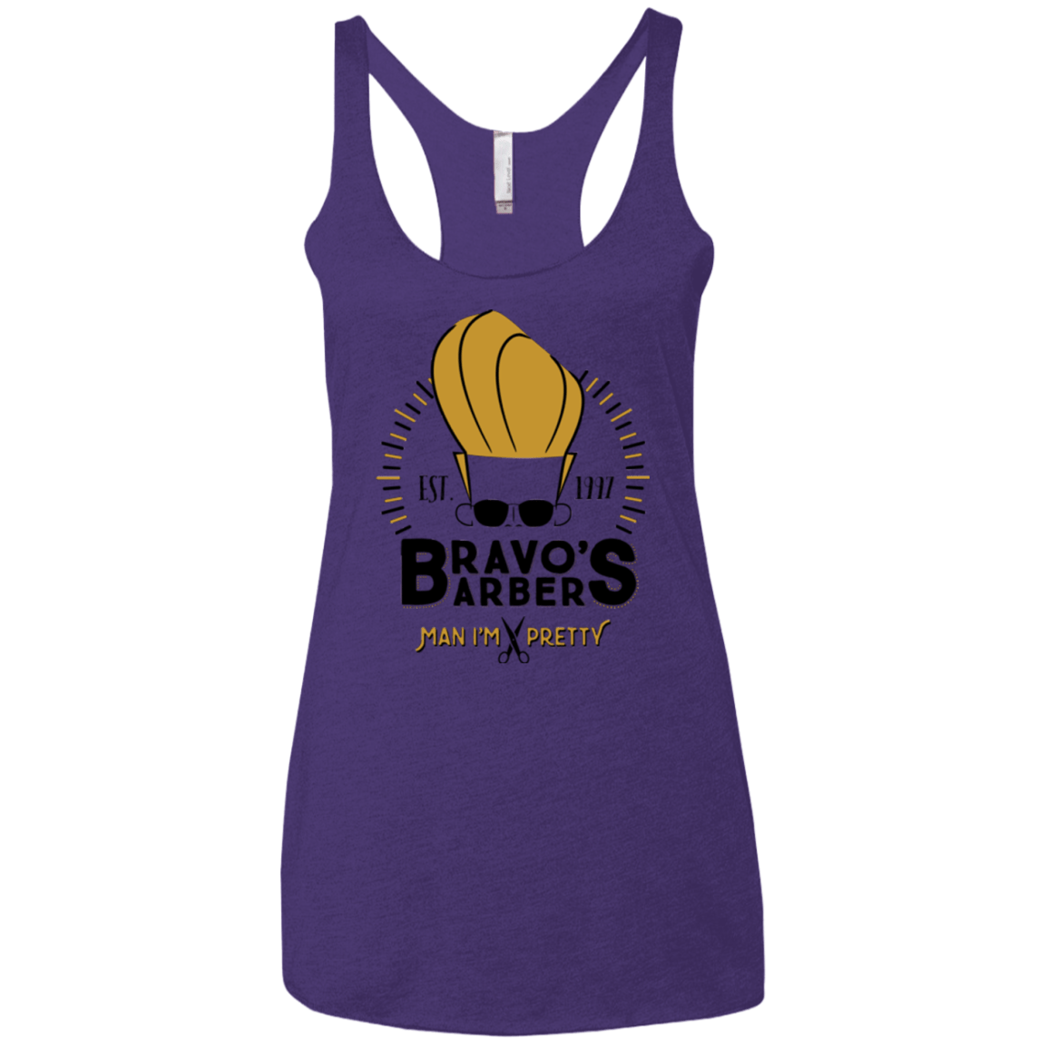 T-Shirts Purple / X-Small Bravos Barbers Women's Triblend Racerback Tank