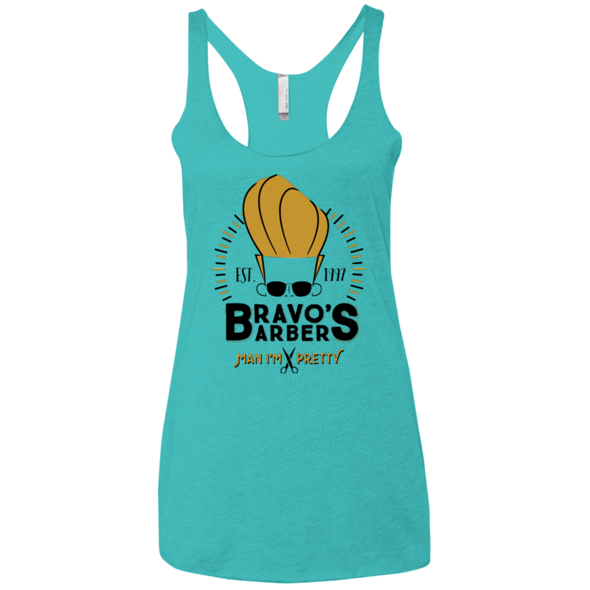T-Shirts Tahiti Blue / X-Small Bravos Barbers Women's Triblend Racerback Tank
