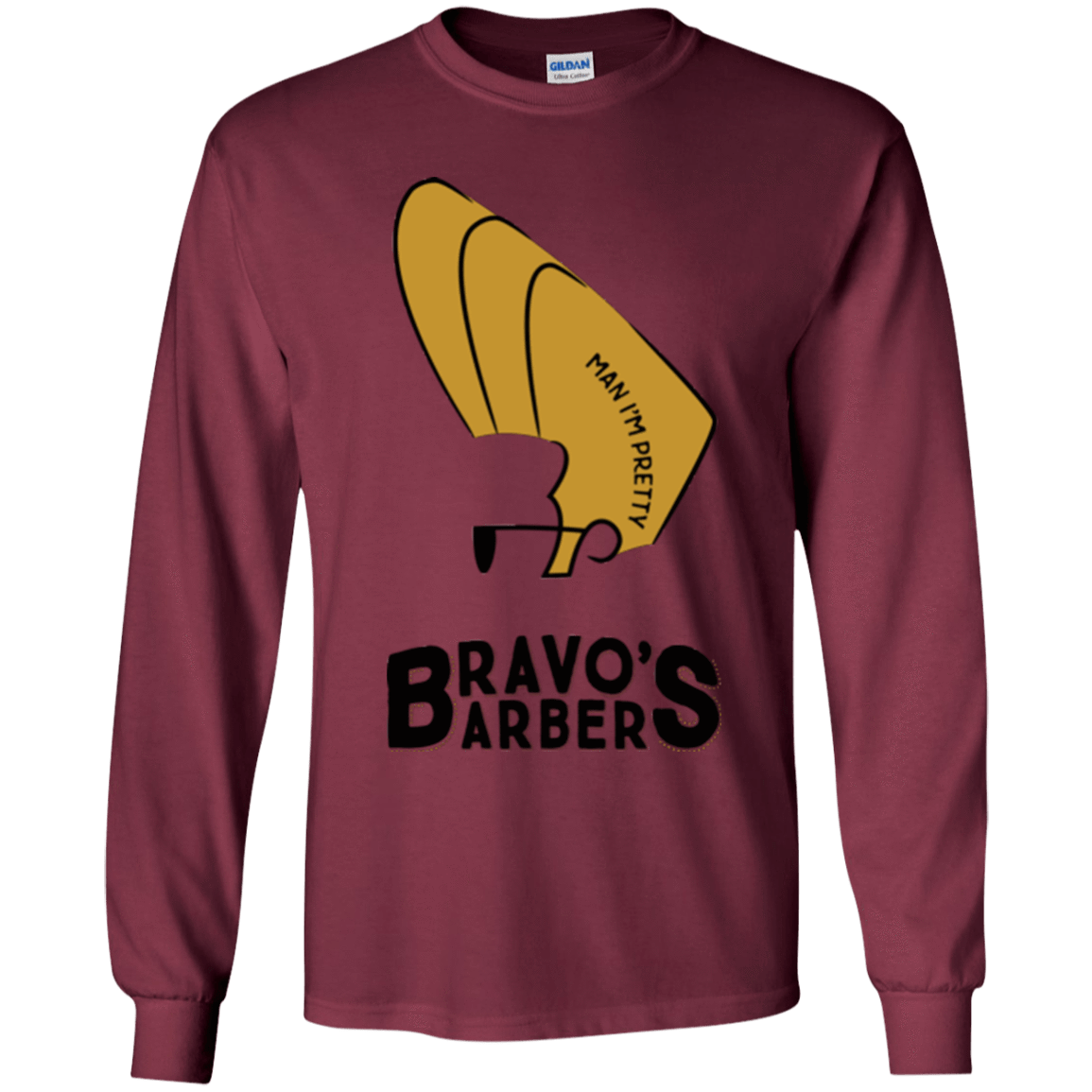 T-Shirts Maroon / YS Bravos Barbers Youth Long Sleeve T-Shirt