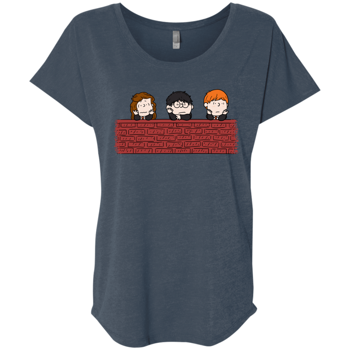 T-Shirts Indigo / X-Small Brick Wall Triblend Dolman Sleeve