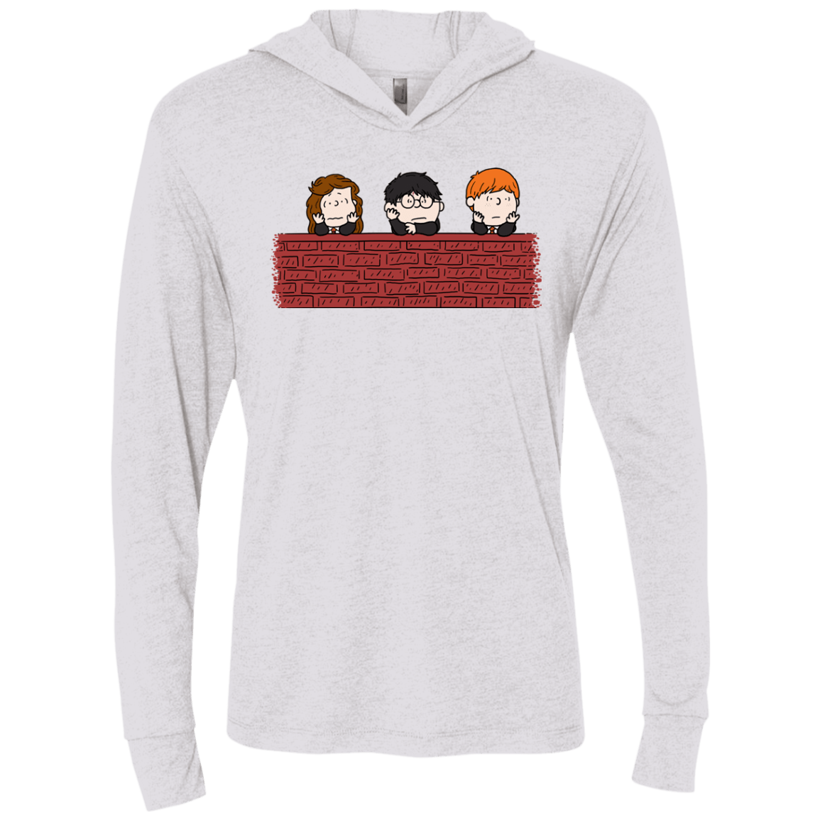 T-Shirts Heather White / X-Small Brick Wall Triblend Long Sleeve Hoodie Tee