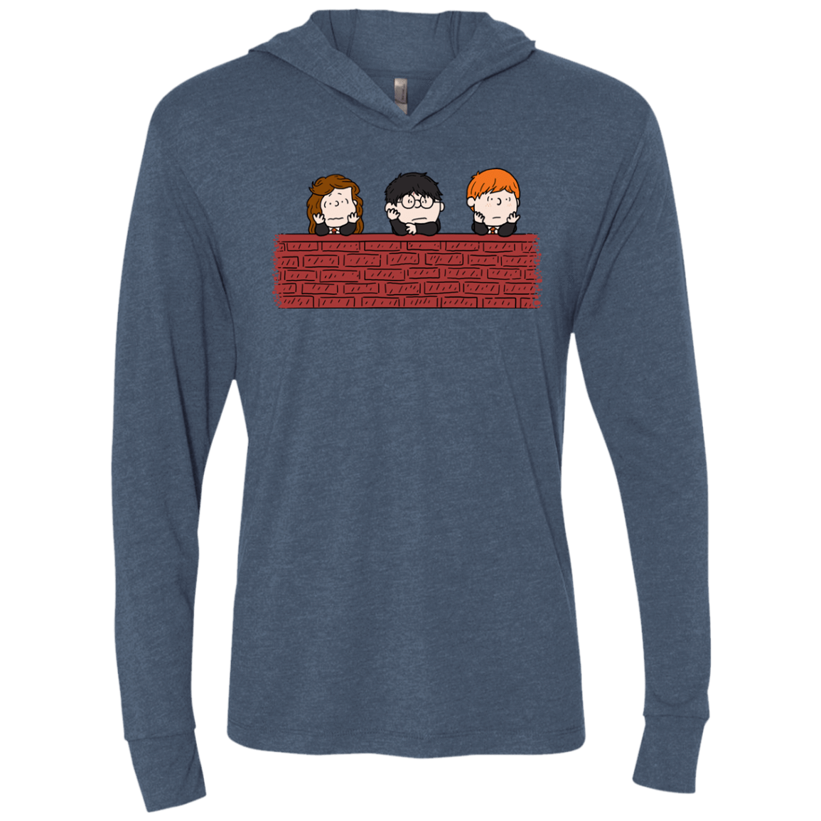 T-Shirts Indigo / X-Small Brick Wall Triblend Long Sleeve Hoodie Tee