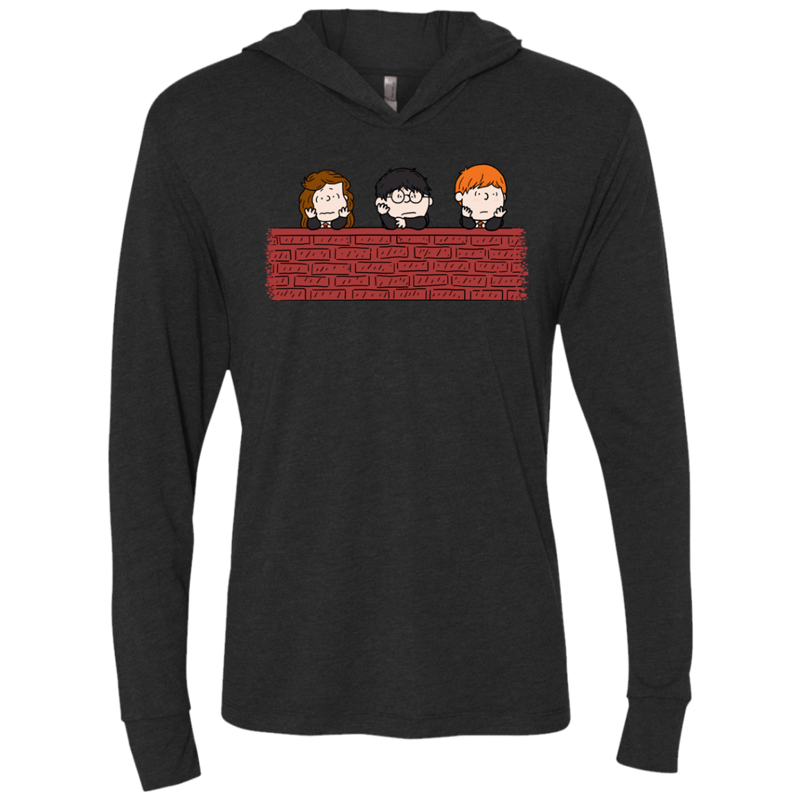 T-Shirts Vintage Black / X-Small Brick Wall Triblend Long Sleeve Hoodie Tee