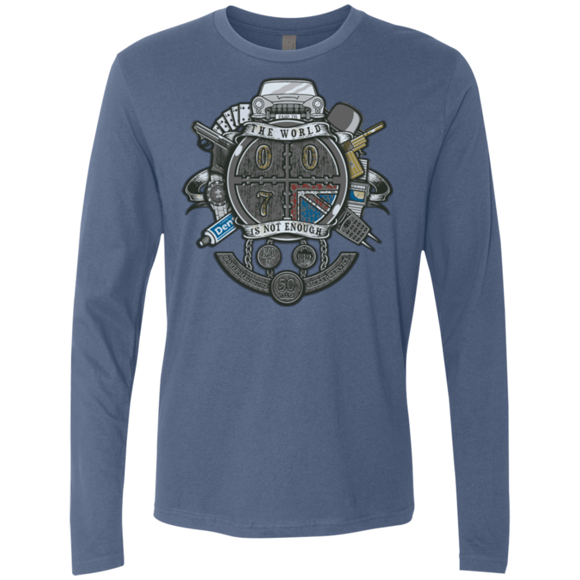 T-Shirts Indigo / Small British Spy Crest Men's Premium Long Sleeve