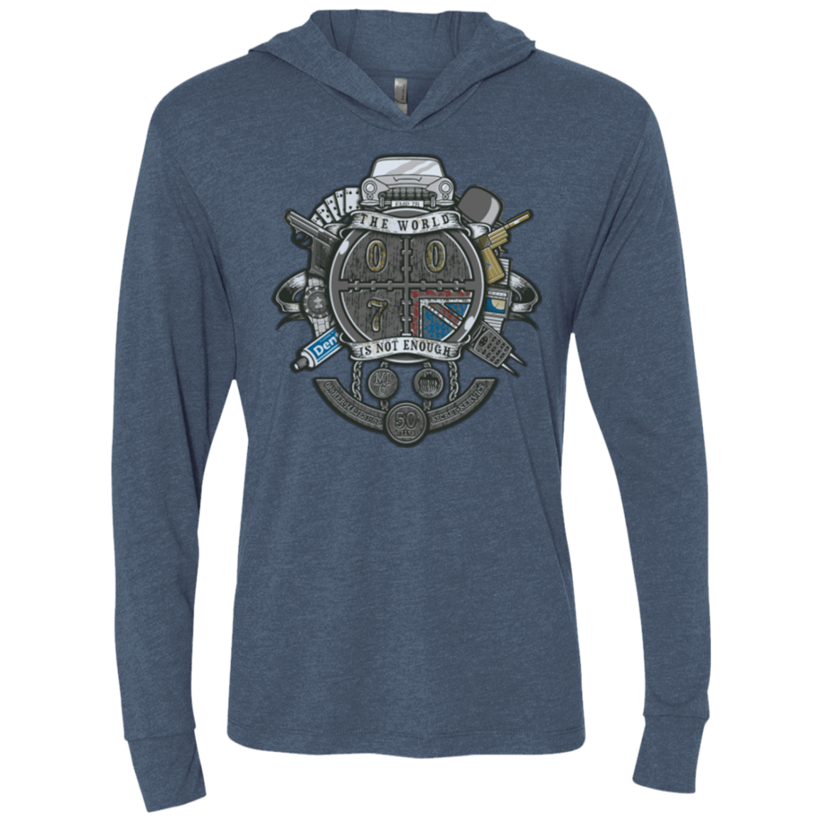 T-Shirts Indigo / X-Small British Spy Crest Triblend Long Sleeve Hoodie Tee