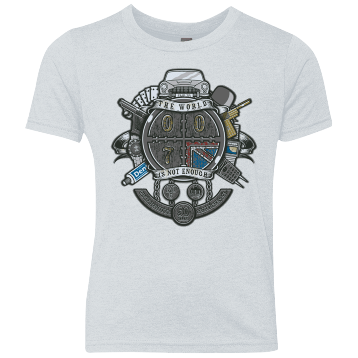 T-Shirts Heather White / YXS British Spy Crest Youth Triblend T-Shirt
