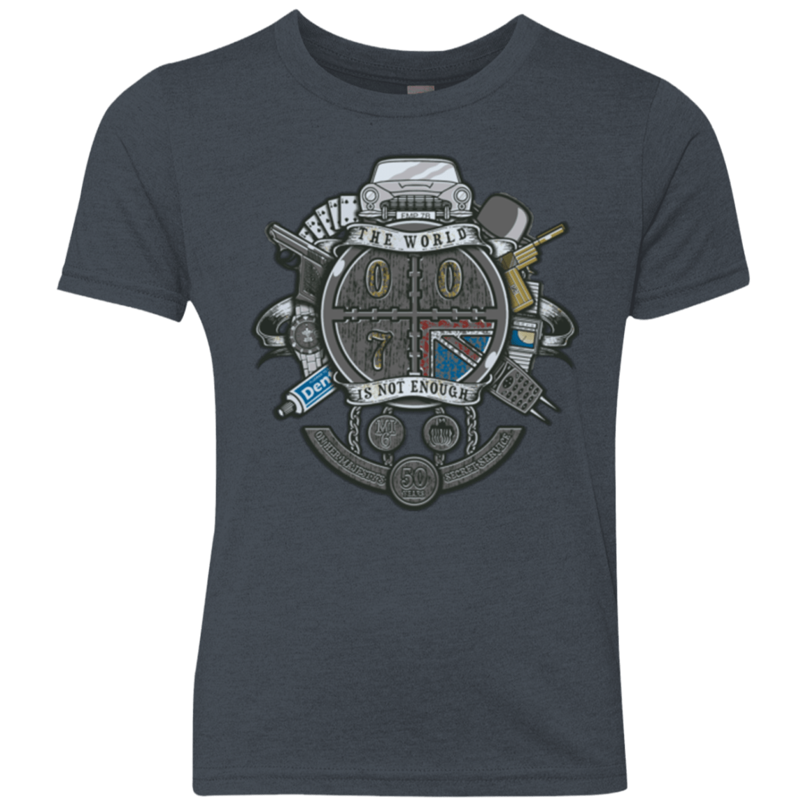 T-Shirts Vintage Navy / YXS British Spy Crest Youth Triblend T-Shirt