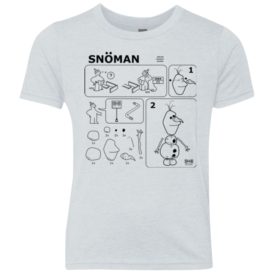 T-Shirts Heather White / YXS Build a Snowman Youth Triblend T-Shirt