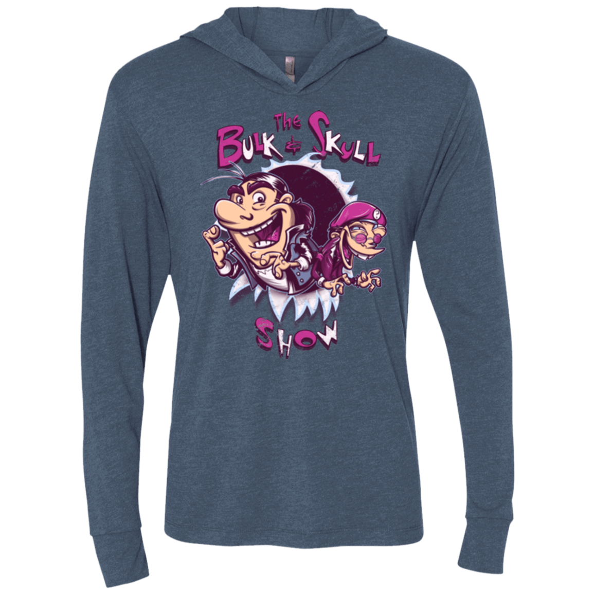 T-Shirts Indigo / X-Small Bulk and Skull Show Triblend Long Sleeve Hoodie Tee