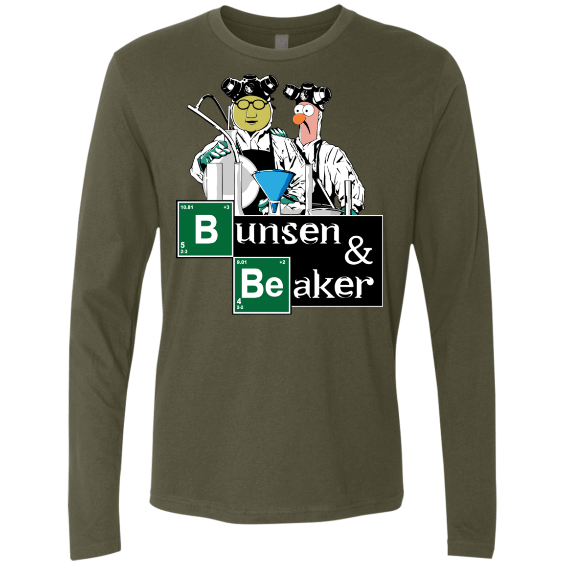 T-Shirts Military Green / Small Bunsen & Beaker Men's Premium Long Sleeve