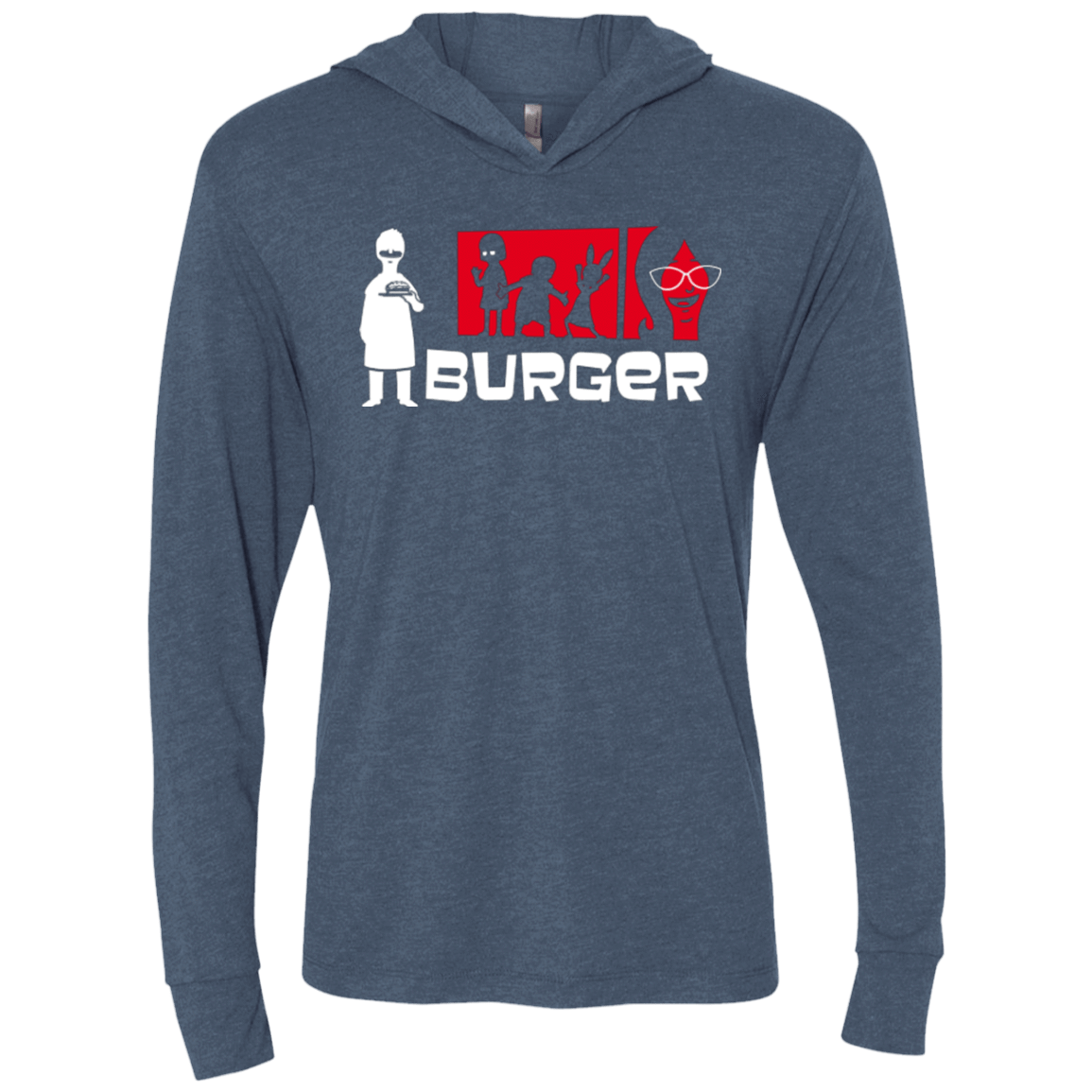 T-Shirts Indigo / X-Small Burger Triblend Long Sleeve Hoodie Tee