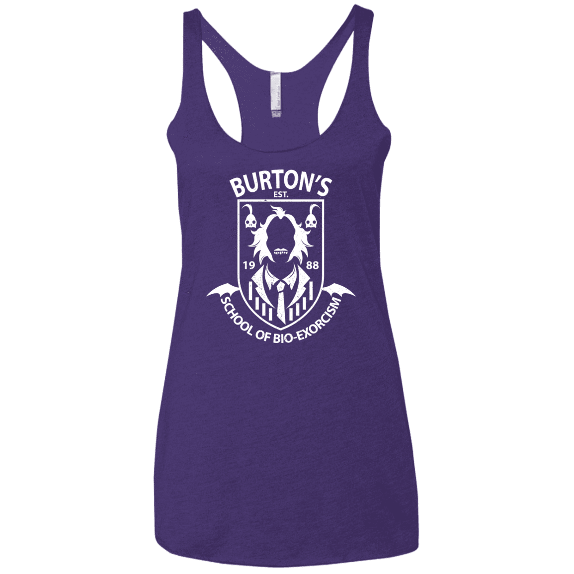 T-Shirts Purple / X-Small Burtons School of Bio Exorcism Women's Triblend Racerback Tank