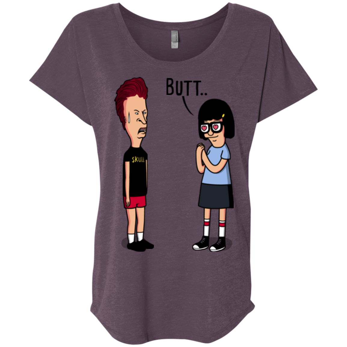 T-Shirts Vintage Purple / X-Small butt.. Triblend Dolman Sleeve