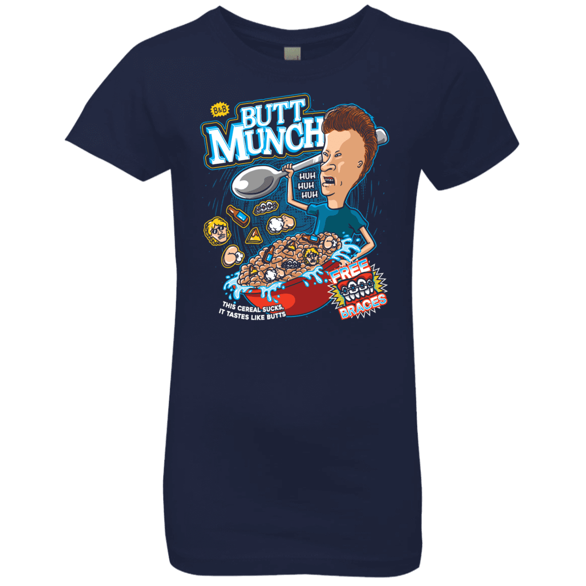 T-Shirts Midnight Navy / YXS Buttmunch Cereal Girls Premium T-Shirt