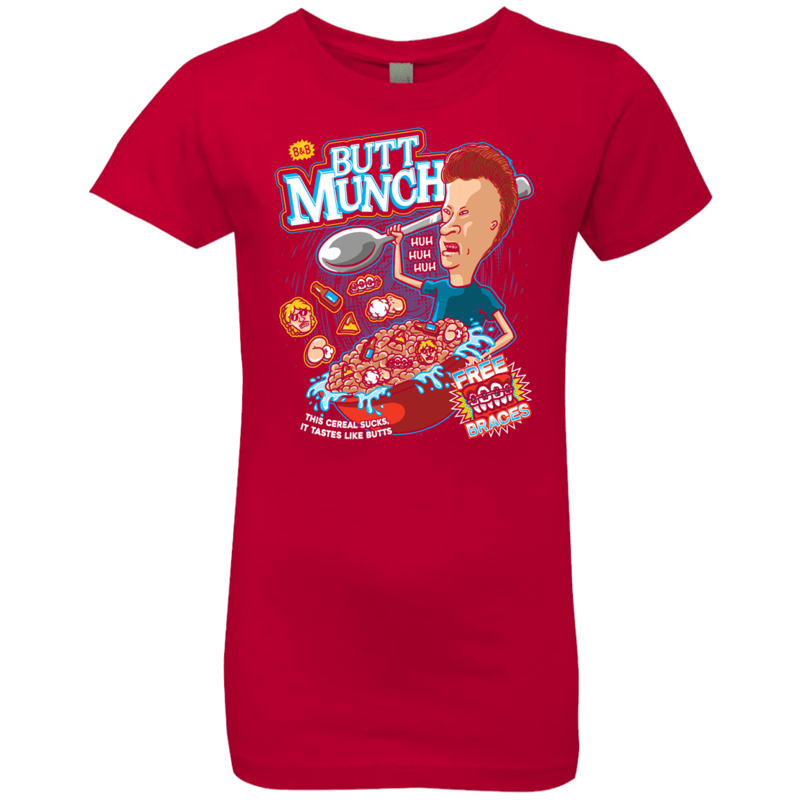 T-Shirts Red / YXS Buttmunch Cereal Girls Premium T-Shirt