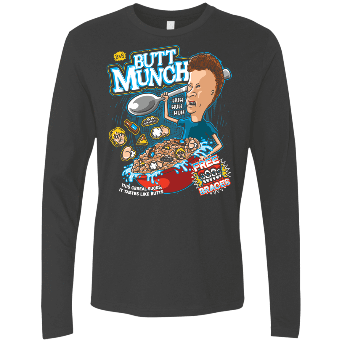 T-Shirts Heavy Metal / S Buttmunch Cereal Men's Premium Long Sleeve