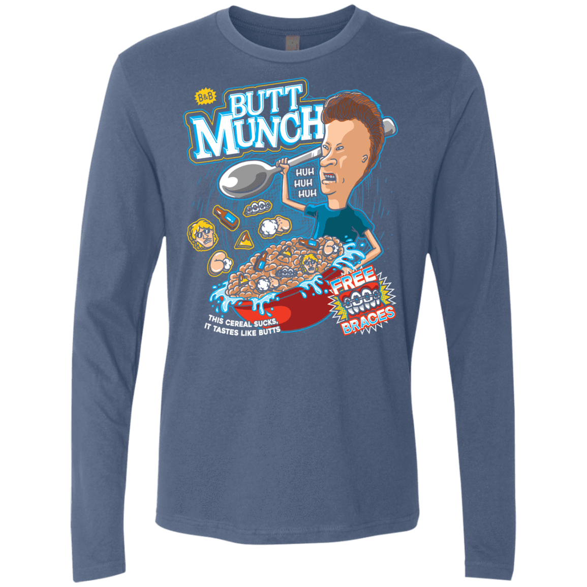 T-Shirts Indigo / S Buttmunch Cereal Men's Premium Long Sleeve