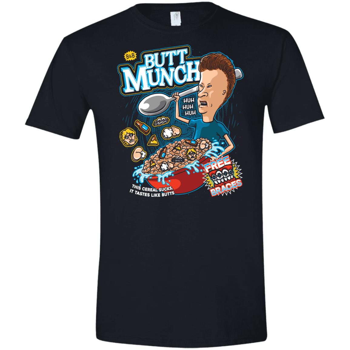T-Shirts Black / X-Small Buttmunch Cereal Men's Semi-Fitted Softstyle