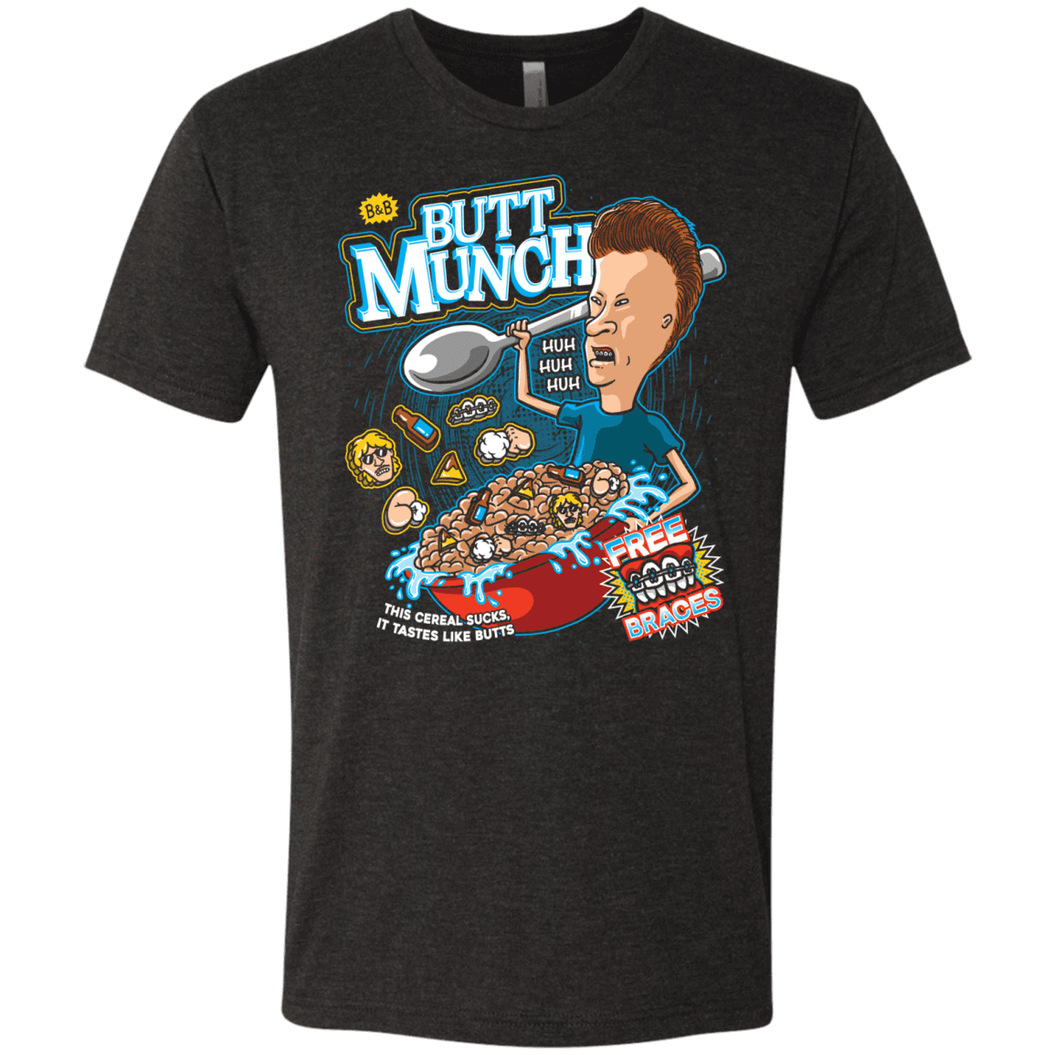 T-Shirts Vintage Black / S Buttmunch Cereal Men's Triblend T-Shirt