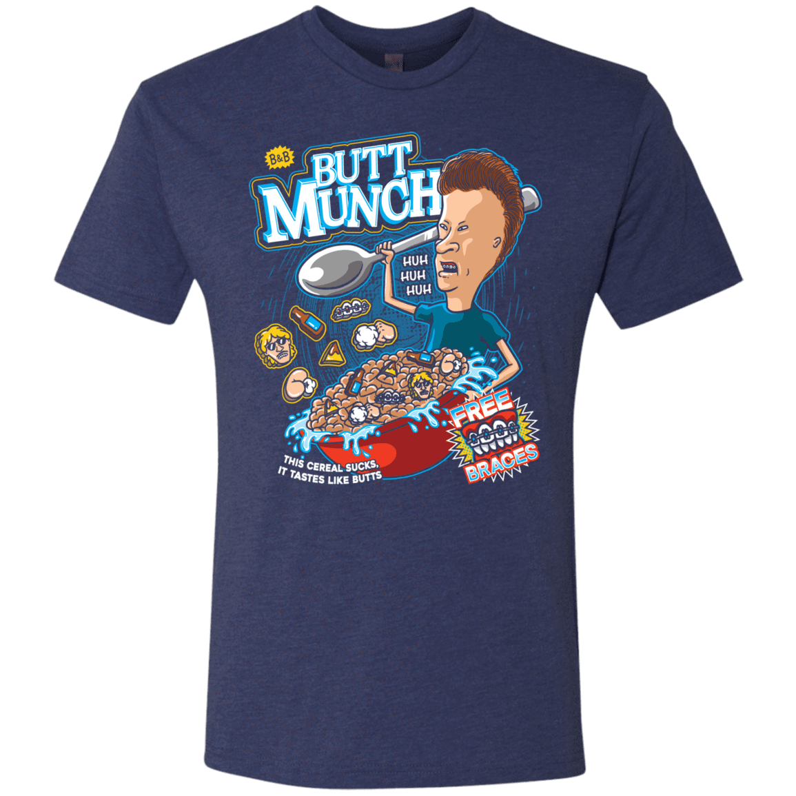 T-Shirts Vintage Navy / S Buttmunch Cereal Men's Triblend T-Shirt