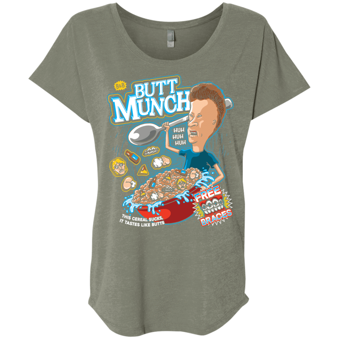 T-Shirts Venetian Grey / X-Small Buttmunch Cereal Triblend Dolman Sleeve