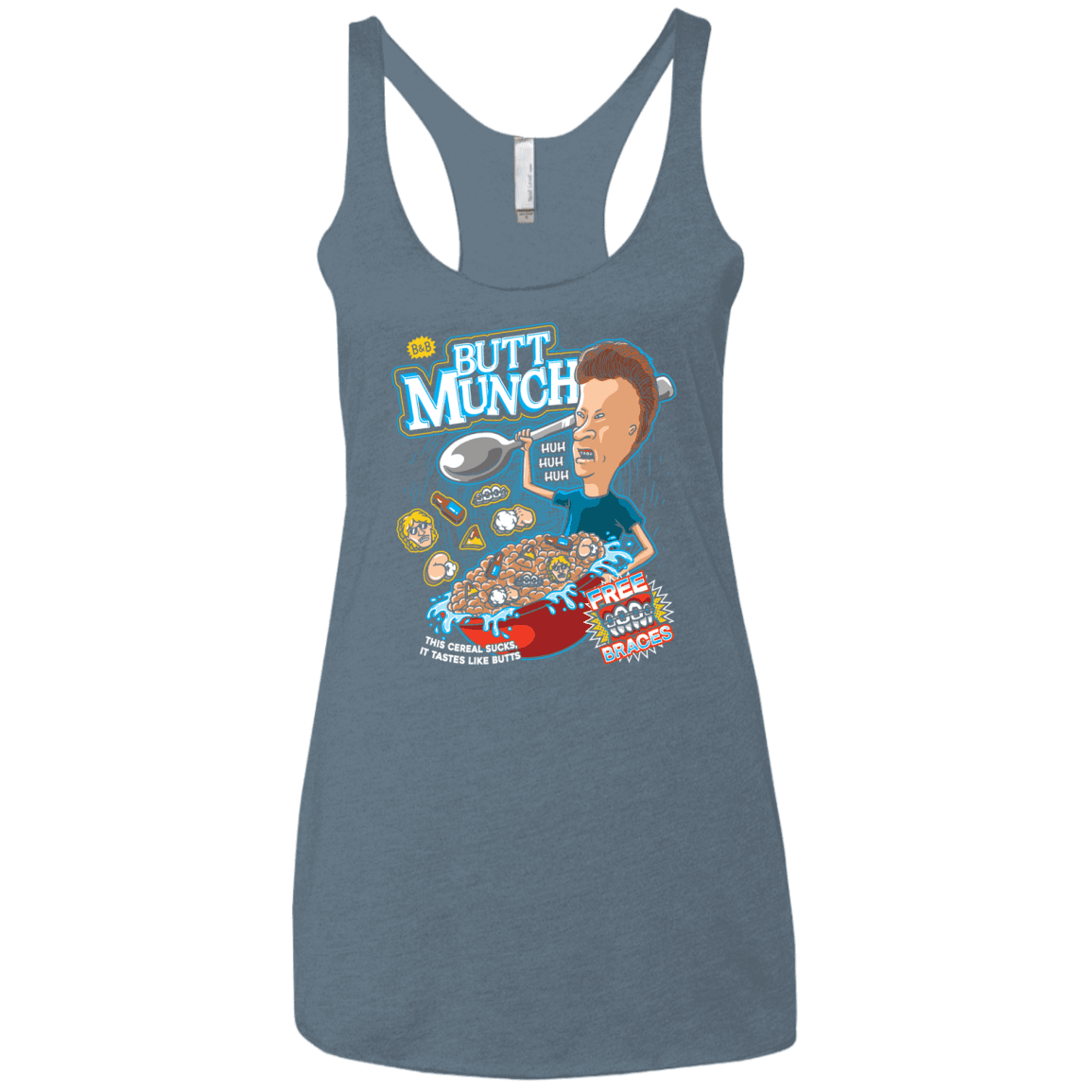 T-Shirts Indigo / X-Small Buttmunch Cereal Women's Triblend Racerback Tank