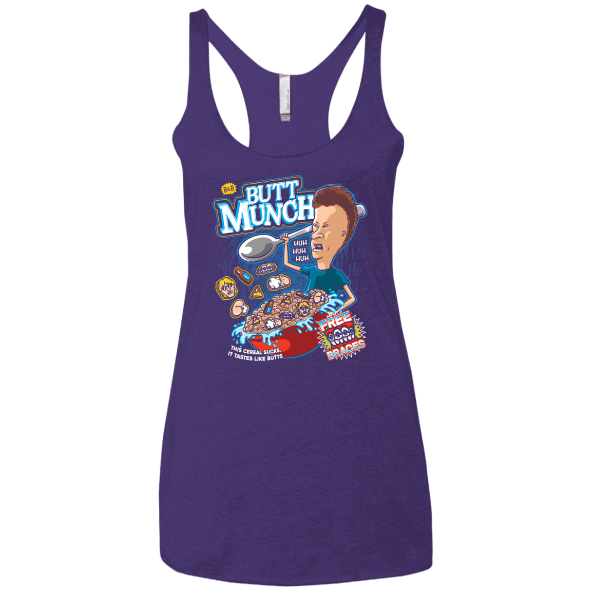 T-Shirts Purple Rush / X-Small Buttmunch Cereal Women's Triblend Racerback Tank