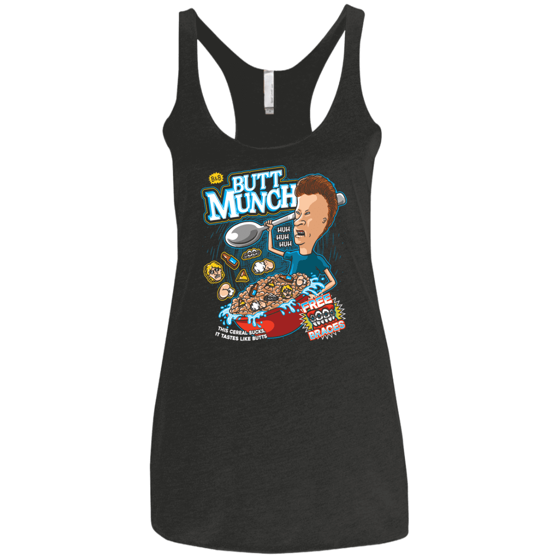 T-Shirts Vintage Black / X-Small Buttmunch Cereal Women's Triblend Racerback Tank