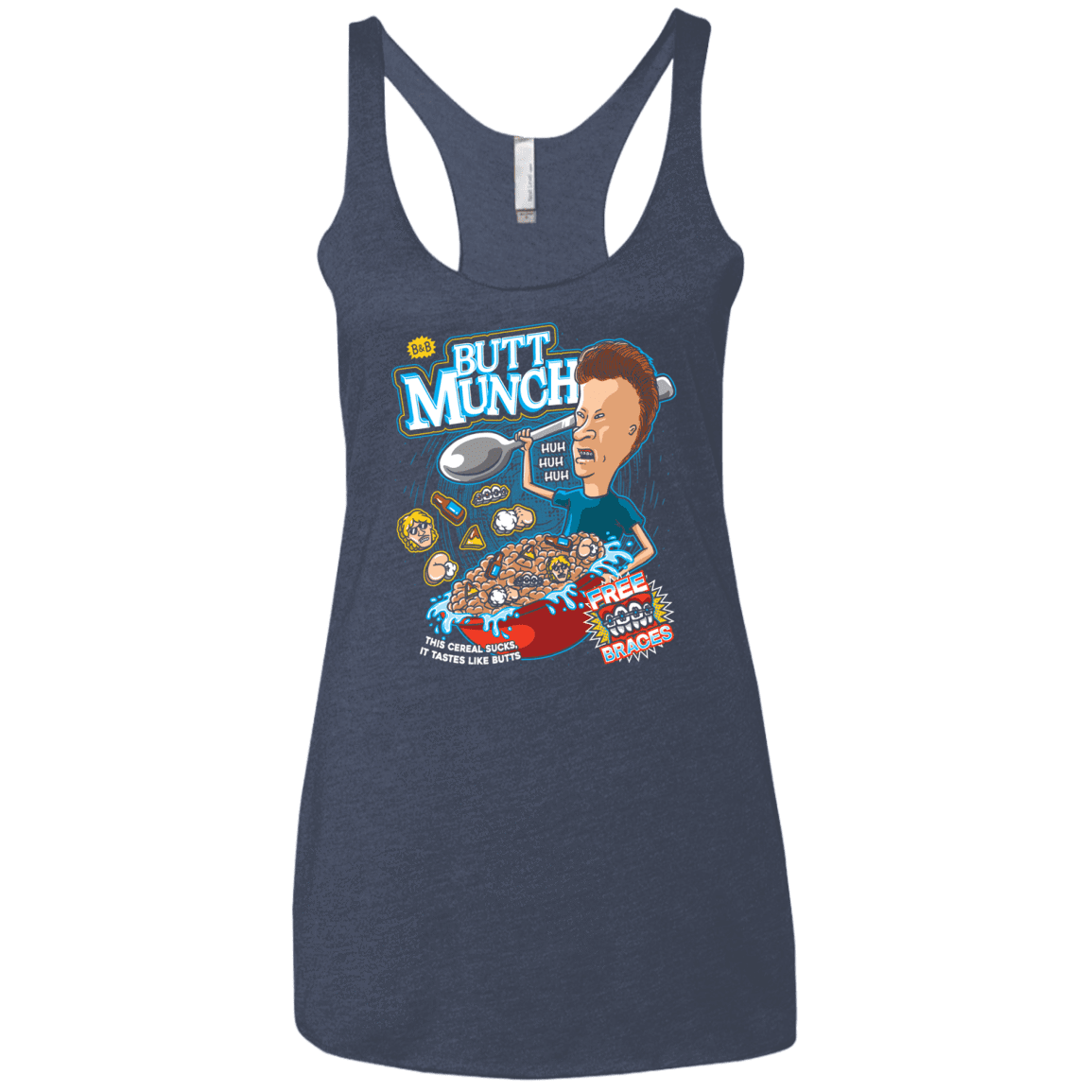 T-Shirts Vintage Navy / X-Small Buttmunch Cereal Women's Triblend Racerback Tank