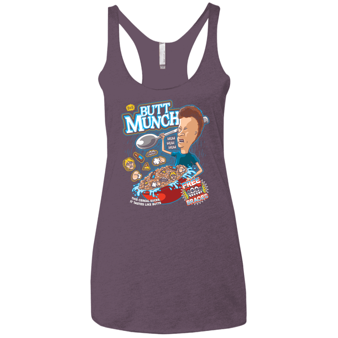 T-Shirts Vintage Purple / X-Small Buttmunch Cereal Women's Triblend Racerback Tank