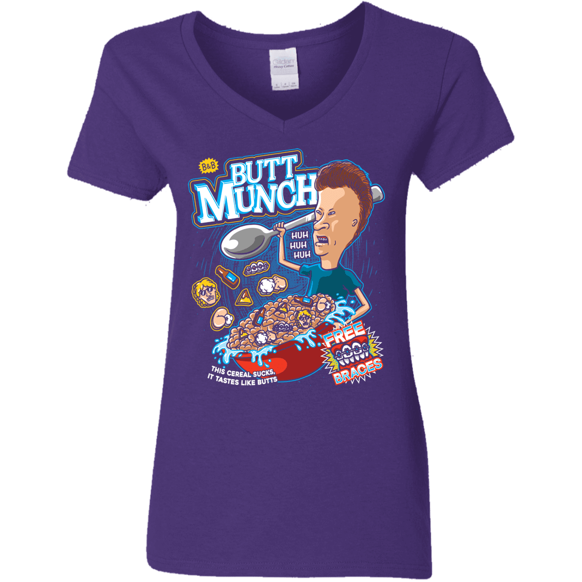 T-Shirts Purple / S Buttmunch Cereal Women's V-Neck T-Shirt