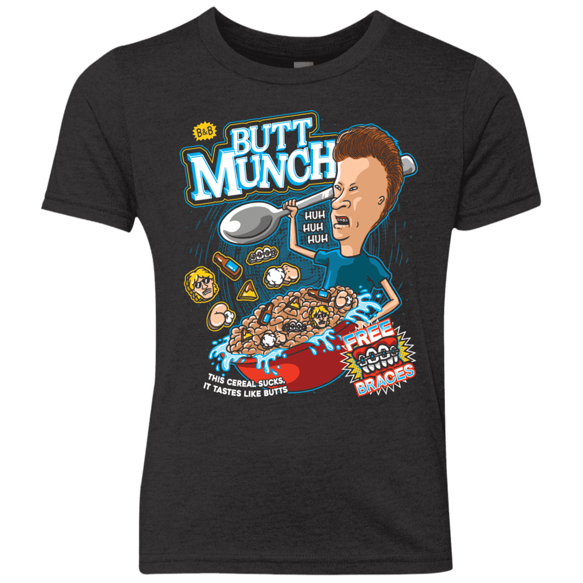 T-Shirts Vintage Black / YXS Buttmunch Cereal Youth Triblend T-Shirt