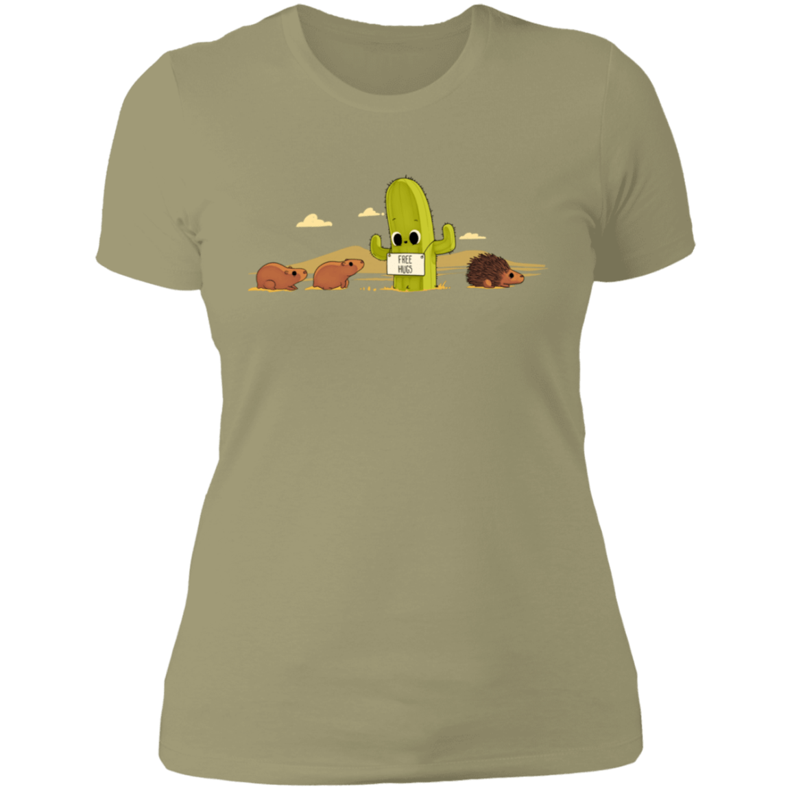 T-Shirts Light Olive / S Cactus Hug Women's Premium T-Shirt