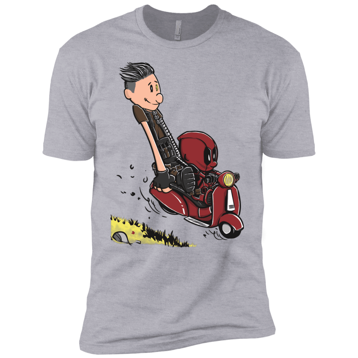 T-Shirts Heather Grey / YXS Calvin & Deadpool Boys Premium T-Shirt