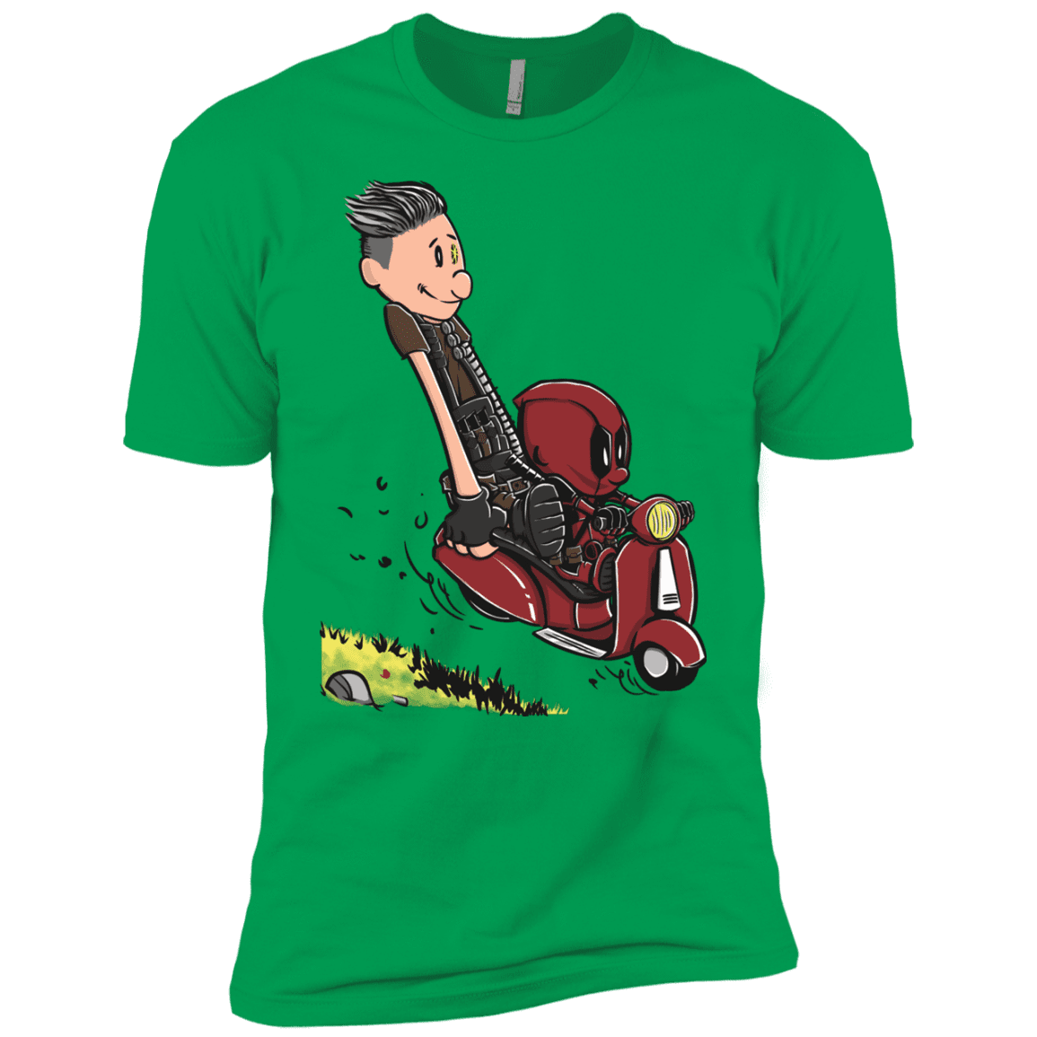 T-Shirts Kelly Green / YXS Calvin & Deadpool Boys Premium T-Shirt