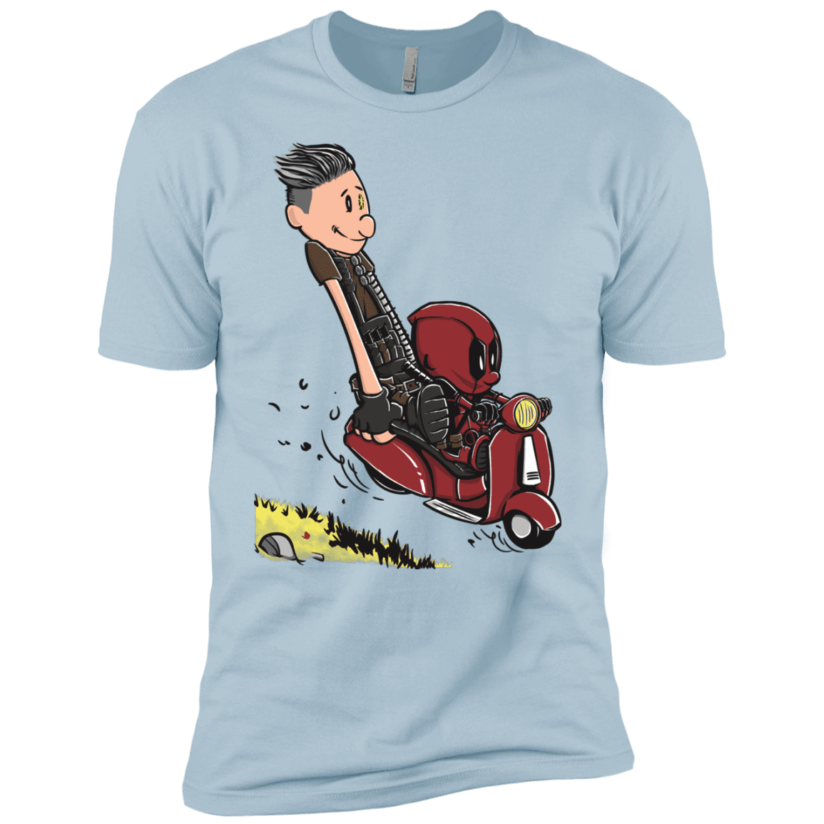 T-Shirts Light Blue / YXS Calvin & Deadpool Boys Premium T-Shirt