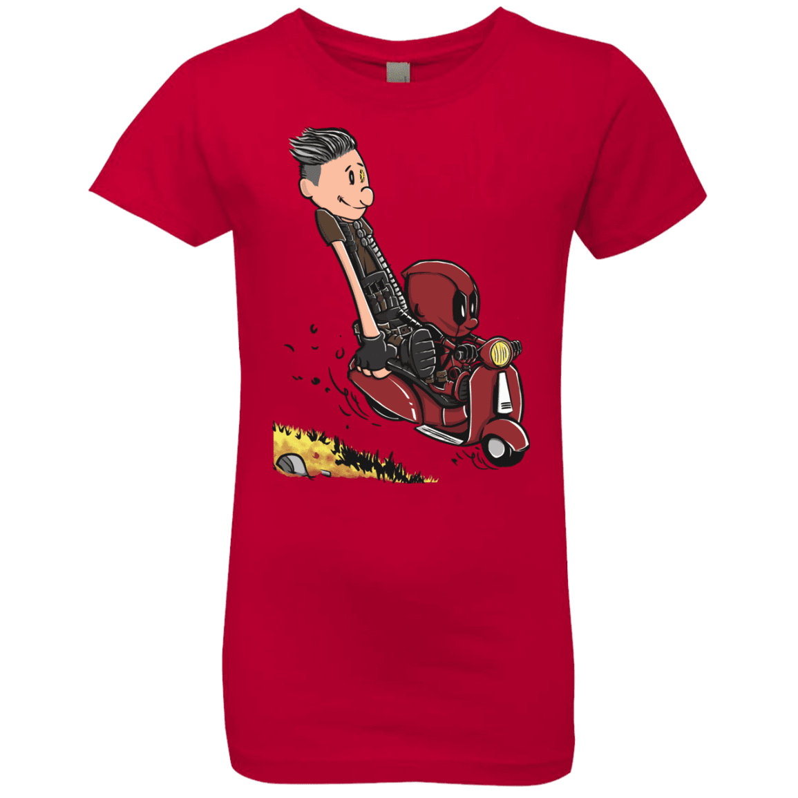 T-Shirts Red / YXS Calvin & Deadpool Girls Premium T-Shirt