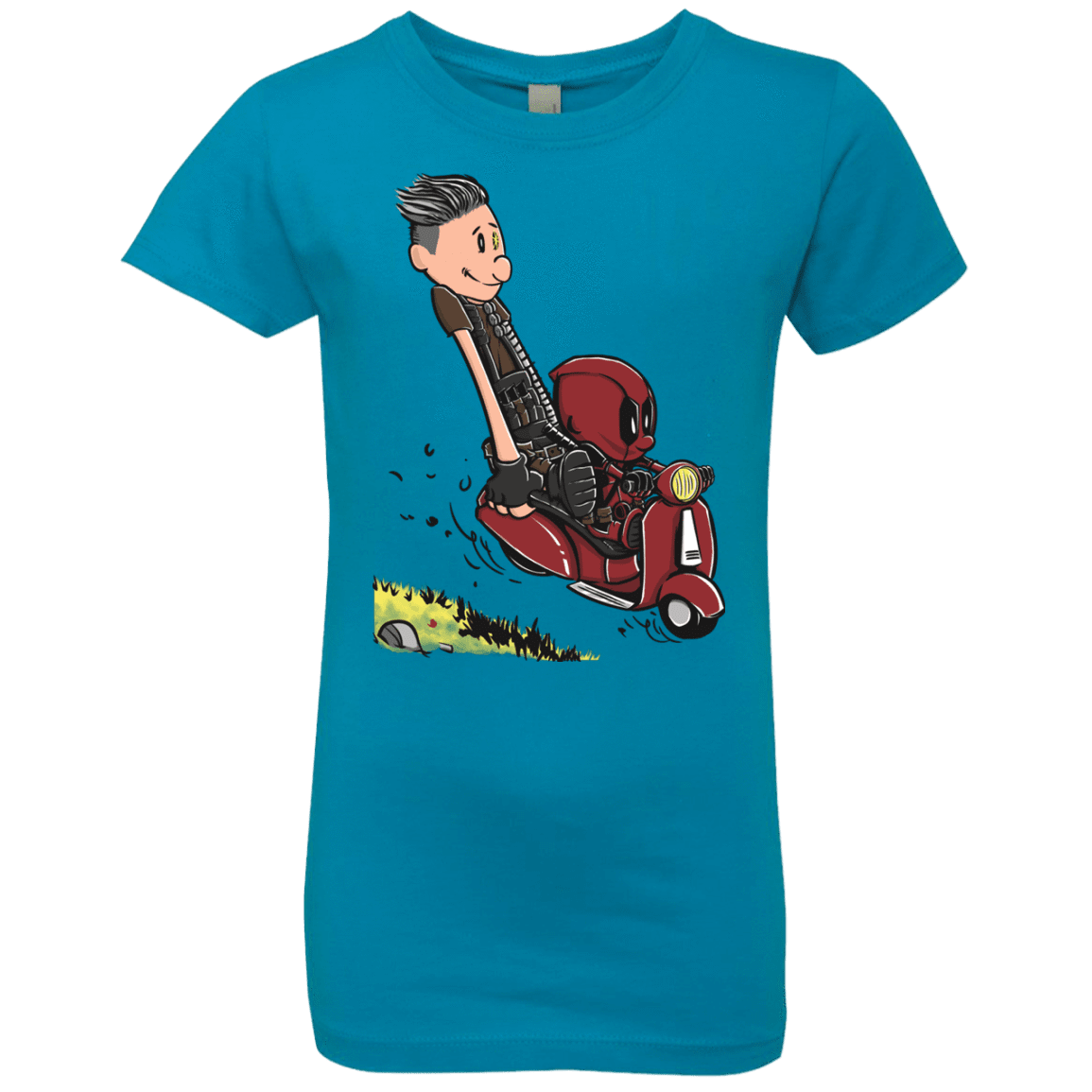 T-Shirts Turquoise / YXS Calvin & Deadpool Girls Premium T-Shirt
