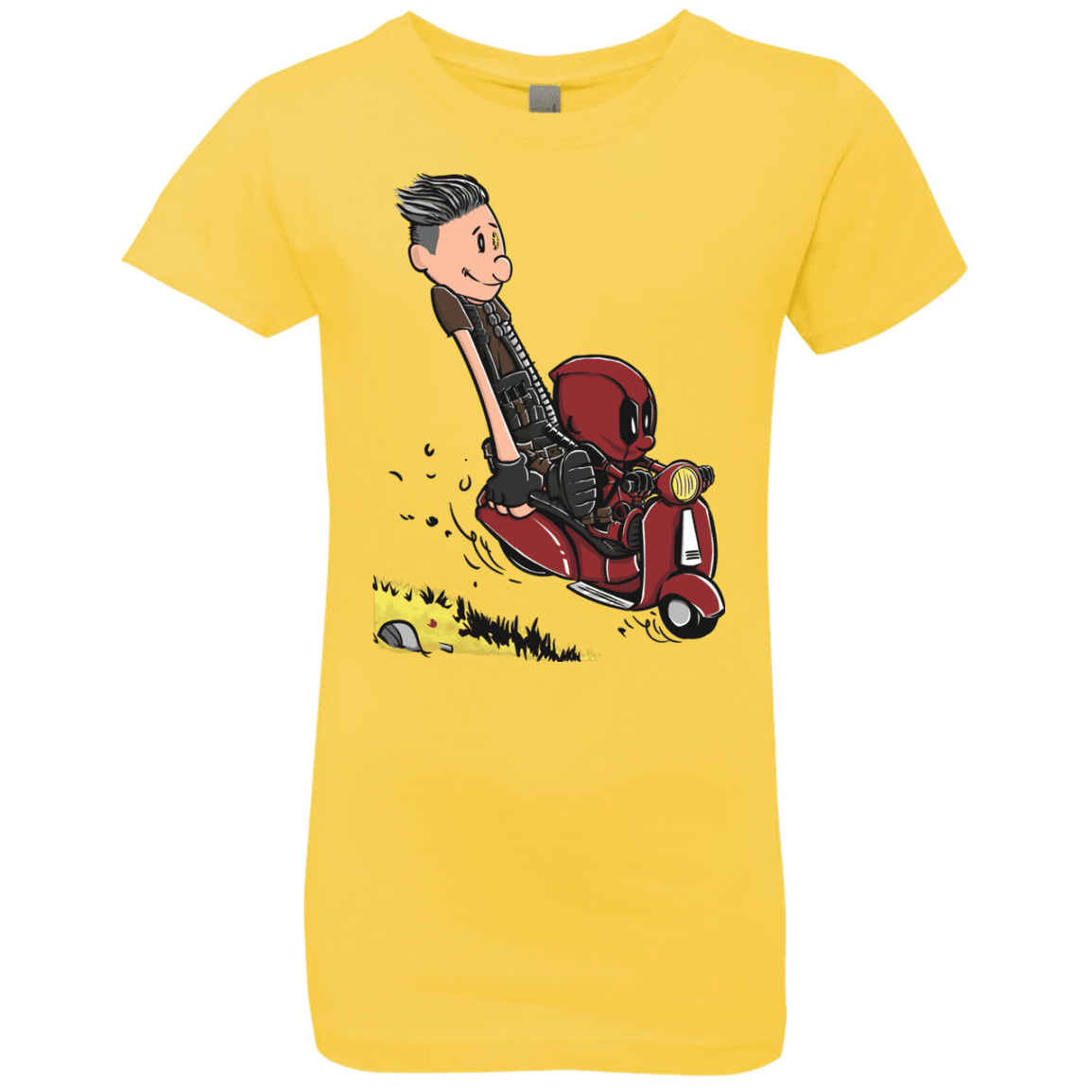 T-Shirts Vibrant Yellow / YXS Calvin & Deadpool Girls Premium T-Shirt