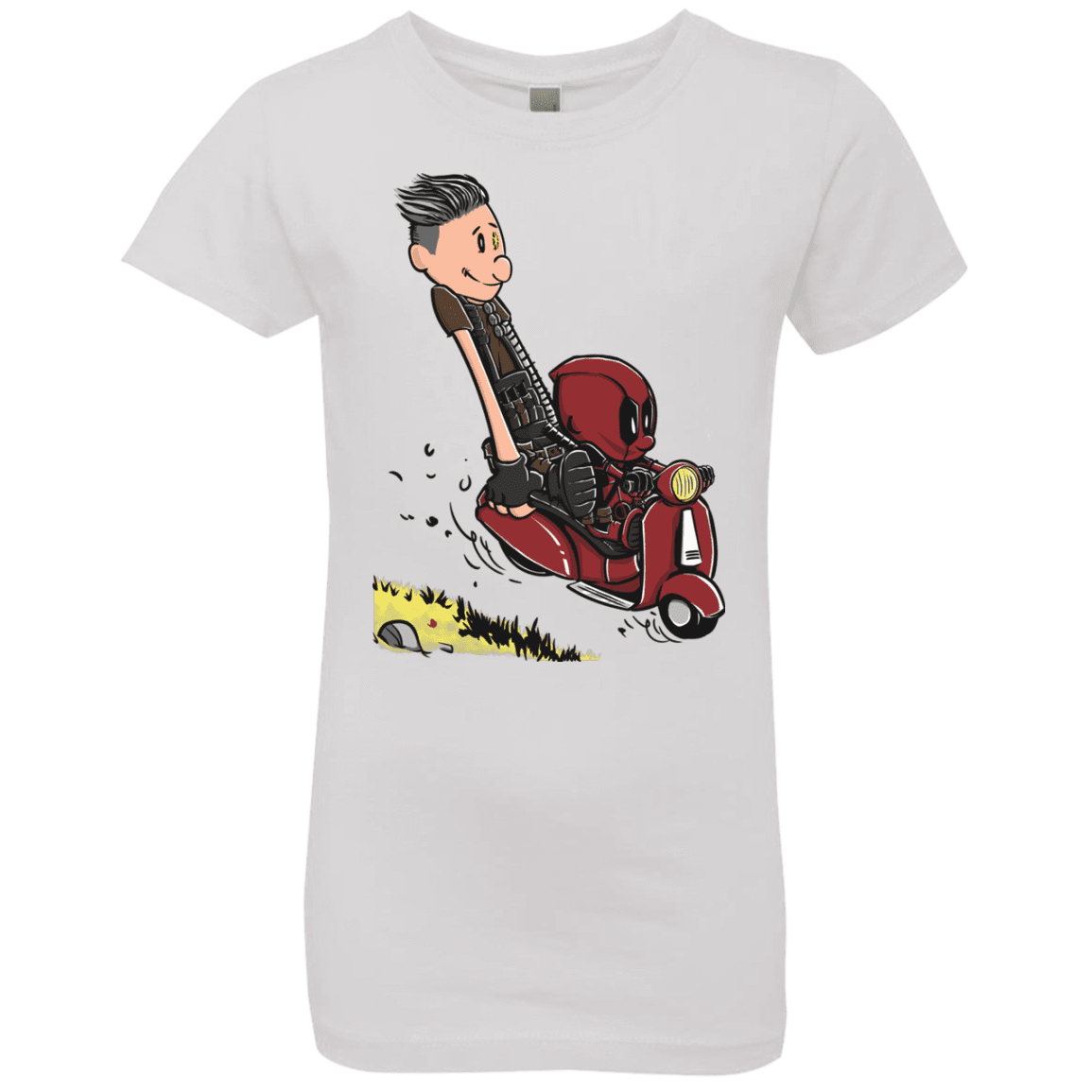 T-Shirts White / YXS Calvin & Deadpool Girls Premium T-Shirt