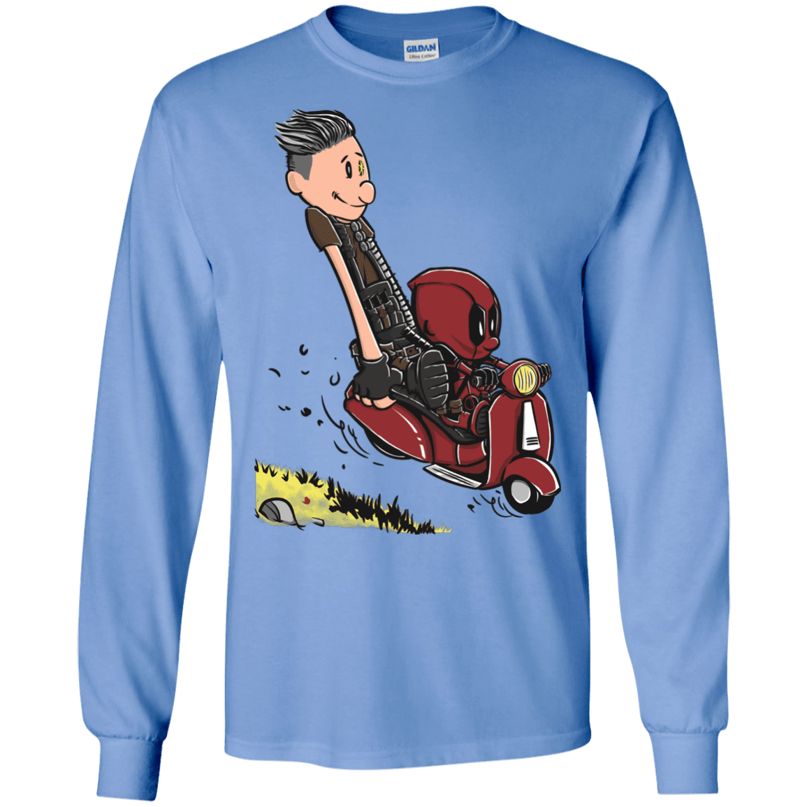 T-Shirts Carolina Blue / S Calvin & Deadpool Men's Long Sleeve T-Shirt