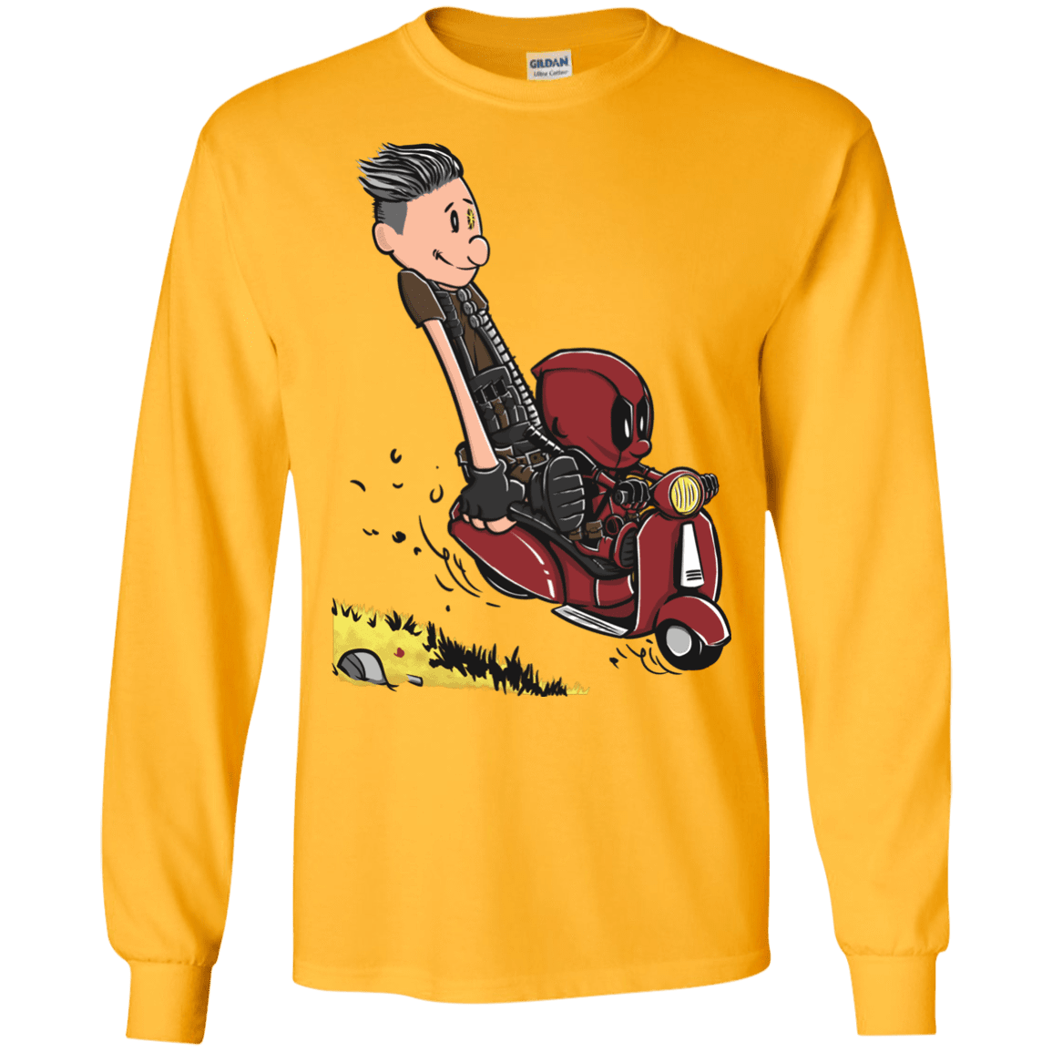 T-Shirts Gold / S Calvin & Deadpool Men's Long Sleeve T-Shirt