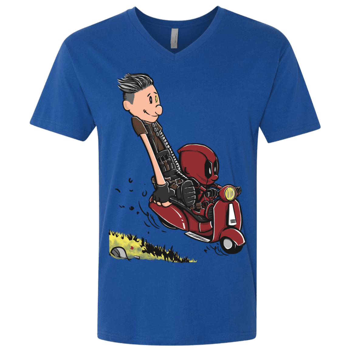 T-Shirts Royal / X-Small Calvin & Deadpool Men's Premium V-Neck