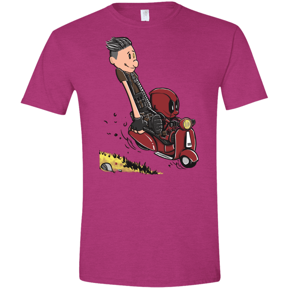 T-Shirts Antique Heliconia / S Calvin & Deadpool Men's Semi-Fitted Softstyle