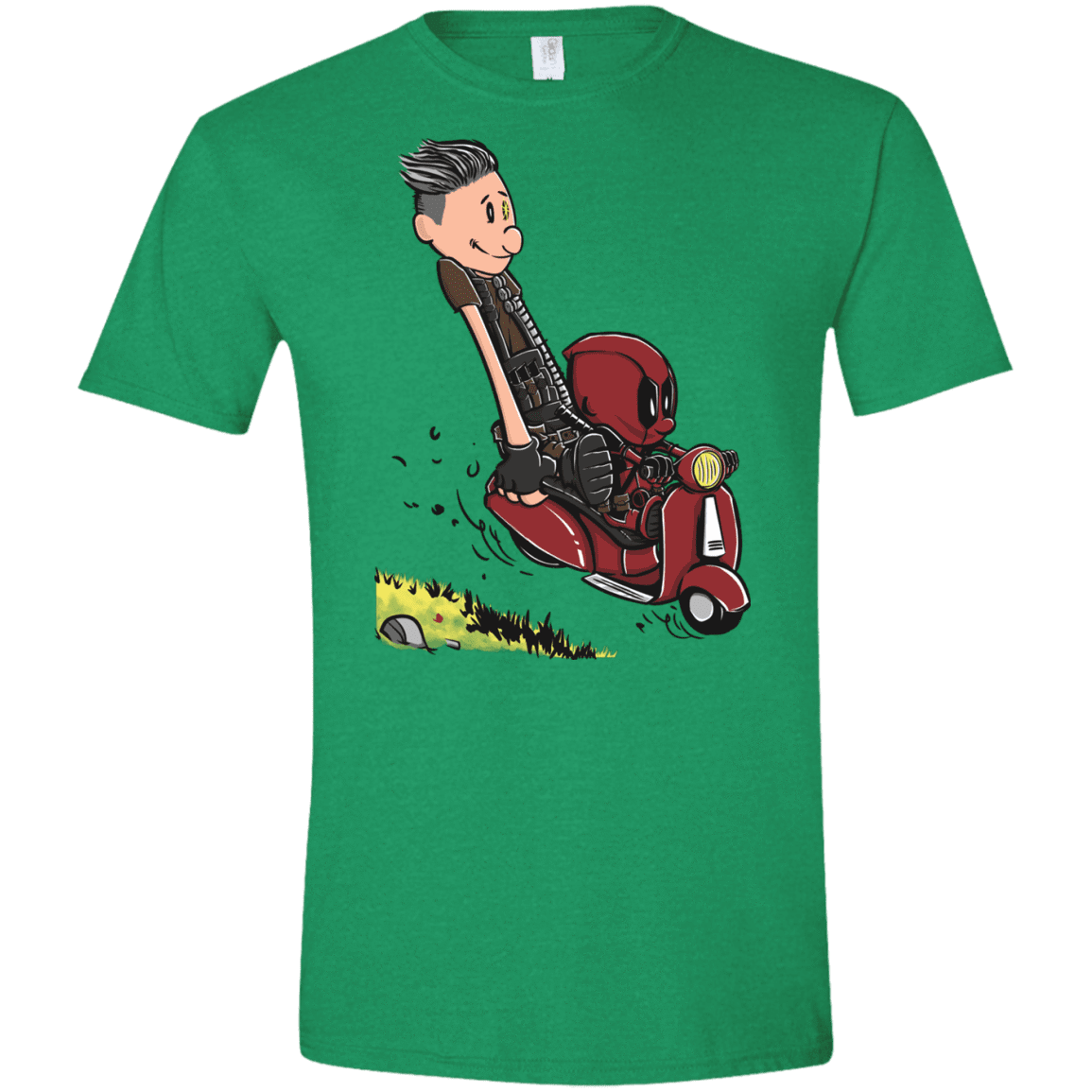 T-Shirts Heather Irish Green / S Calvin & Deadpool Men's Semi-Fitted Softstyle