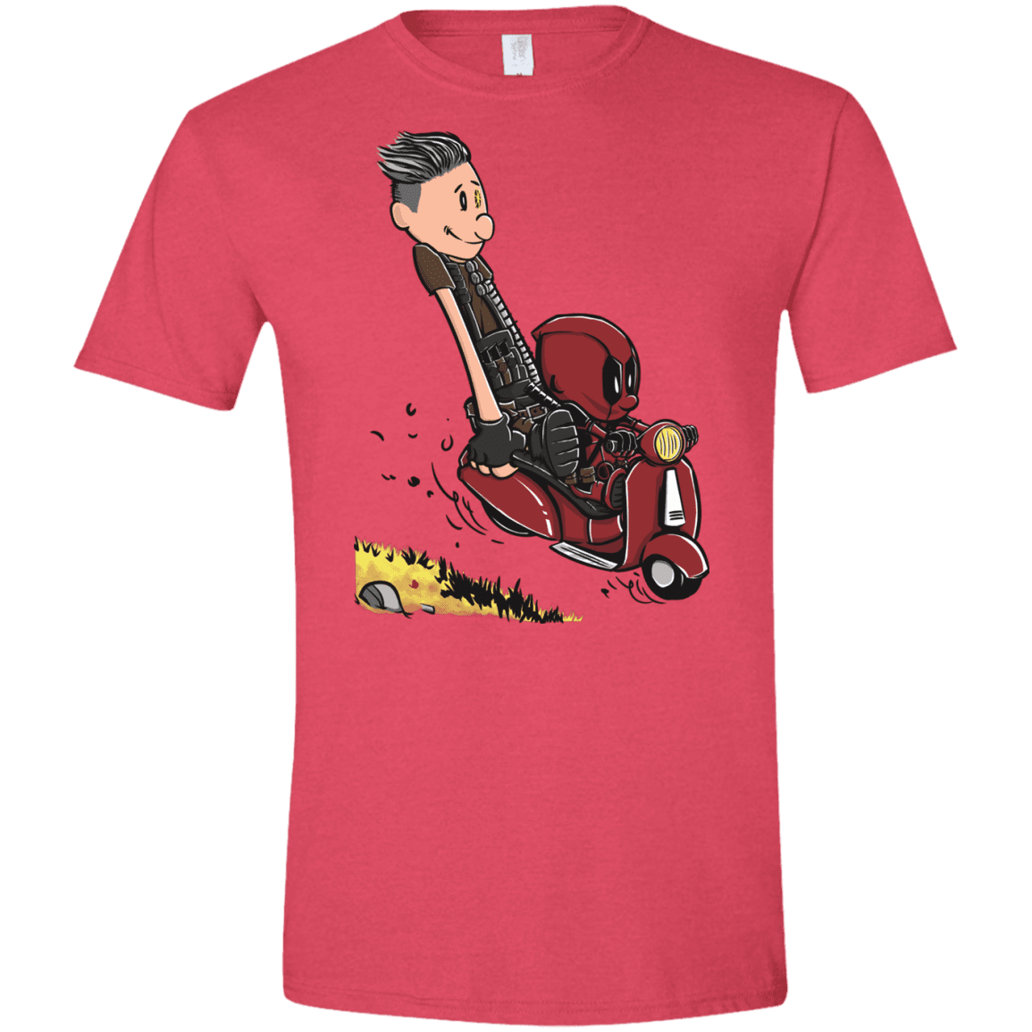 T-Shirts Heather Red / S Calvin & Deadpool Men's Semi-Fitted Softstyle